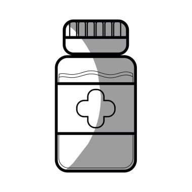 satır şişe hap tedavisi ve sağlıklı ilaç vektör çizim