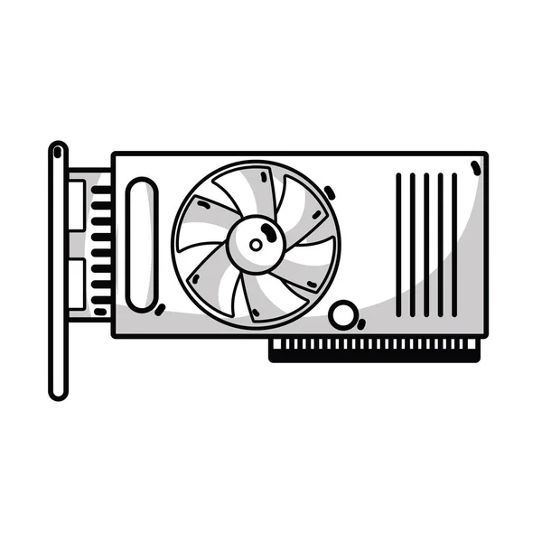 Line Technology Hard Drive Fan Processor Vector Illustration — Stock Vector