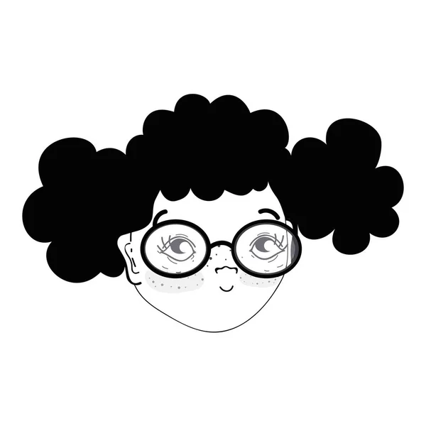 Contour Joli Visage Fille Avec Haistyle Lunettes Illustration Vectorielle — Image vectorielle