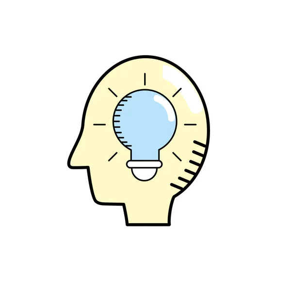 Silhouette Side Man Bulb Idea Vector Illustration — Stock Vector