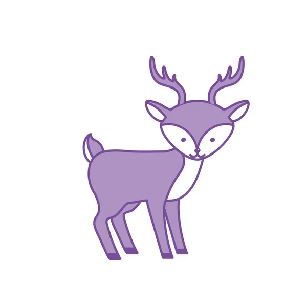 輪郭かわいい鹿野生動物アイコン ベクトル図 — ストックベクタ