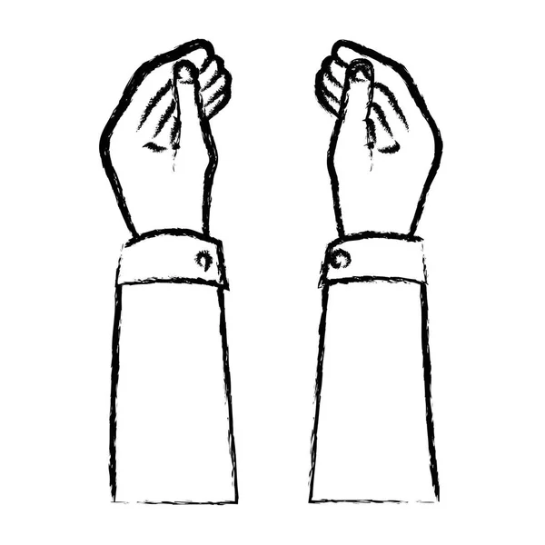 Figura Homem Negócios Mãos Com Dedos Desenho Palma Ilustração Vetorial — Vetor de Stock