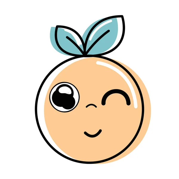 Kawaii Agradable Fruta Naranja Divertida Vector Ilustración — Vector de stock