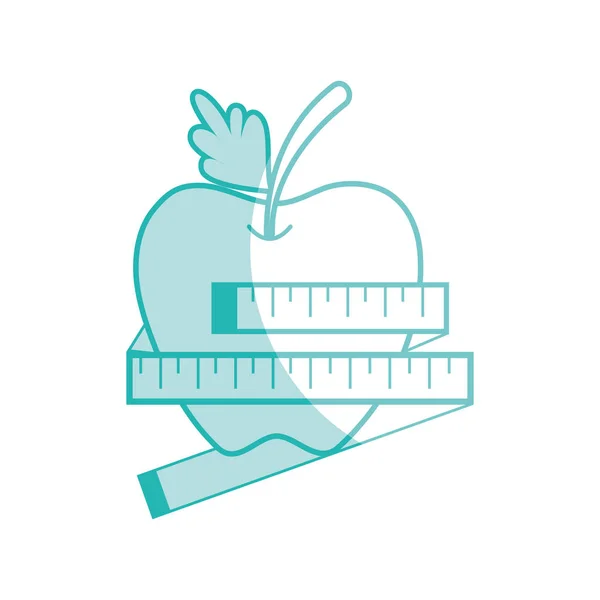 Silhouette Köstliche Apfelfrüchte Mit Gesundem Herzen Vektorillustration — Stockvektor