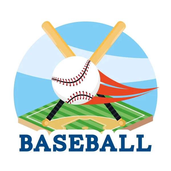 Baseballschläger Mit Ball Professionellen Feld Vektor Illustration — Stockvektor