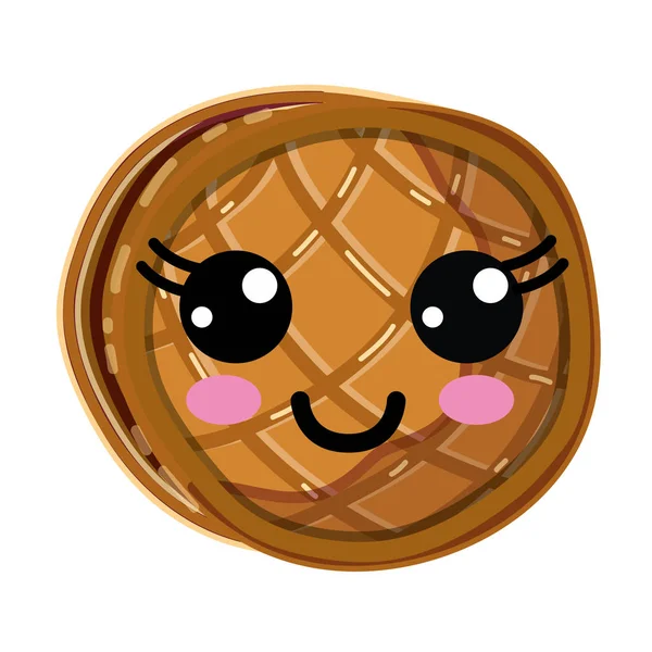 Kawaii Cute Happy Waffles Honey Vector Illustration — Stock Vector