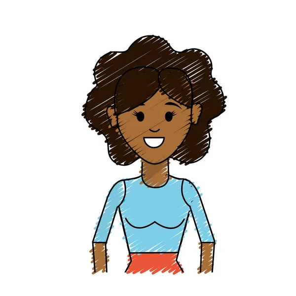 Mujer Con Peinado Blusa Casual Diseño Ilustración Vectorial — Vector de stock