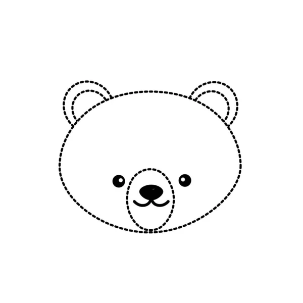 Forma Punteada Lindo Oso Cabeza Animal Salvaje Vector Ilustración — Vector de stock