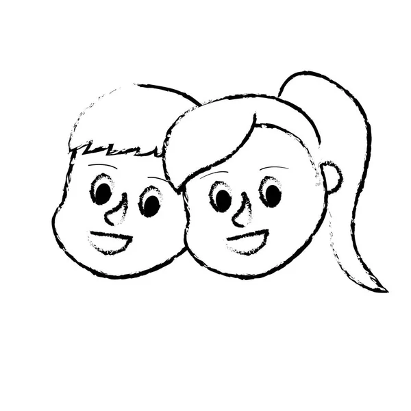 人物儿童头与发型设计向量插图 — 图库矢量图片