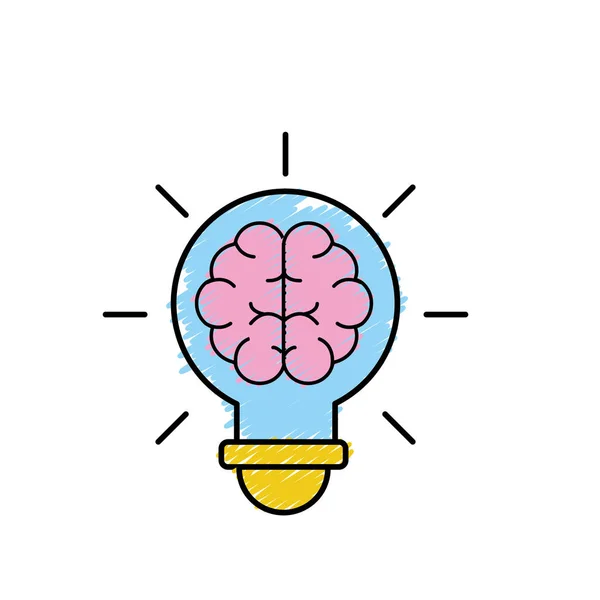 Лампочка Мозком Всередині Творчого Дизайну Векторні Ілюстрації — стоковий вектор
