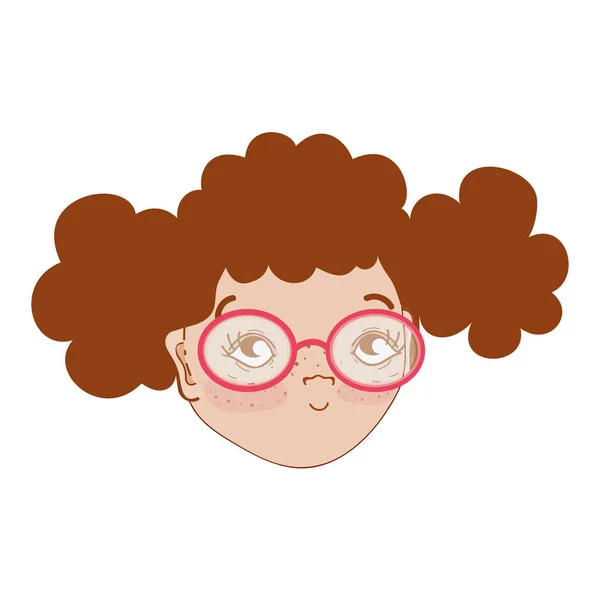 Joli Visage Fille Avec Haistyle Lunettes Illustration Vectorielle — Image vectorielle