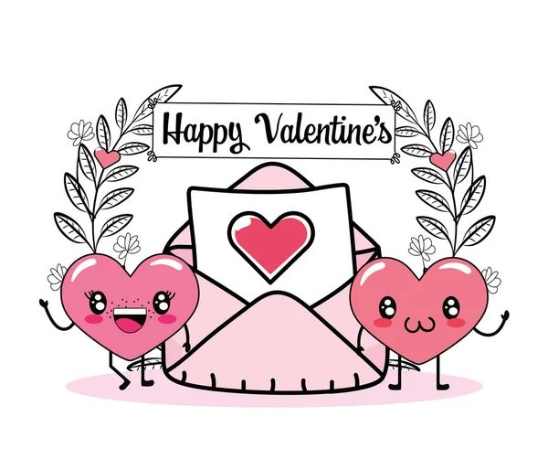 Happy Hearts Couple Love Card Vector Illustration — Stock Vector