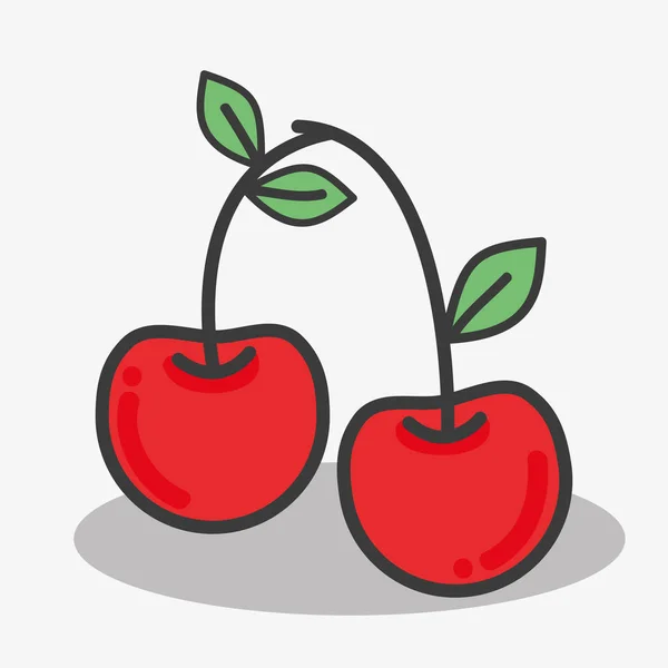 美味的樱桃美味的水果图标 矢量插图 — 图库矢量图片