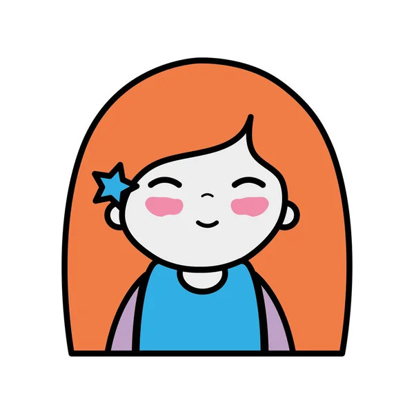 Tender Girl Hairstyle Kawaii Avatar Vector Illustration — Stock Vector