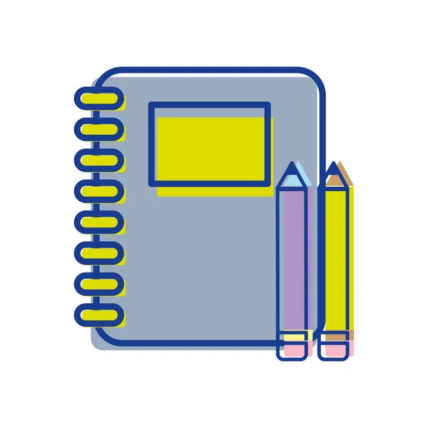 Ringar Notebook Verktyg Med Pennor Ikon Vektorillustration — Stock vektor