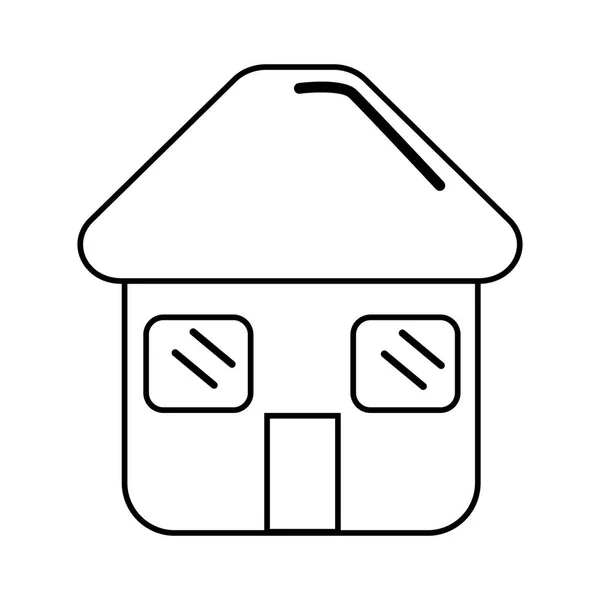 Силуэт Дома Дверью Крышей Окнами Иконка Векторная Иллюстрация — стоковый вектор