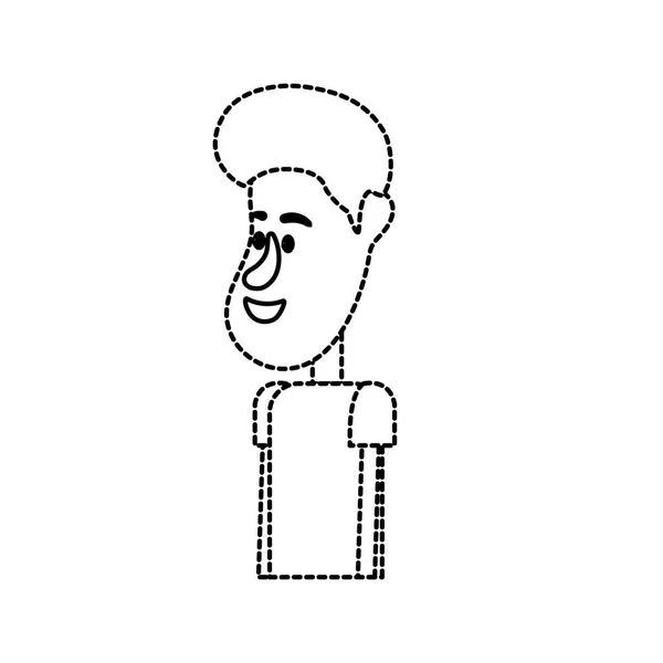 Пунктирная Форма Милый Мужчина Прической Дизайн Векторная Иллюстрация Одежды — стоковый вектор