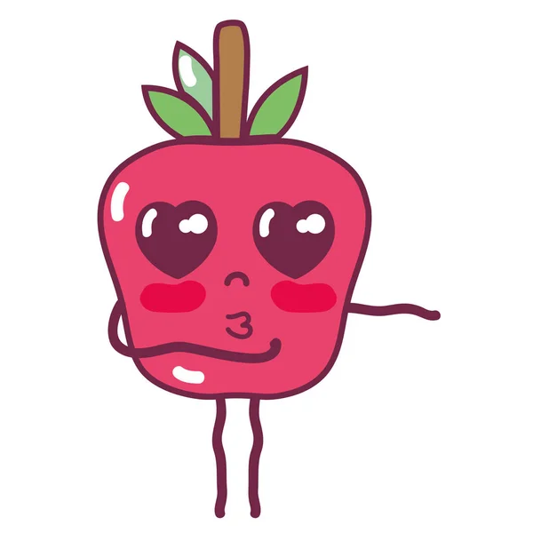 Illustration Vectorielle Mignon Fruit Tendre Pomme Kawaii — Image vectorielle