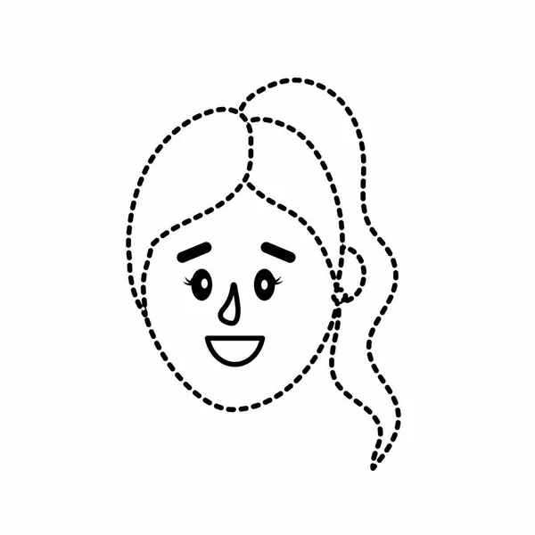 Пунктирная Форма Аватара Женщина Голову Прической Дизайн Векторной Иллюстрации — стоковый вектор