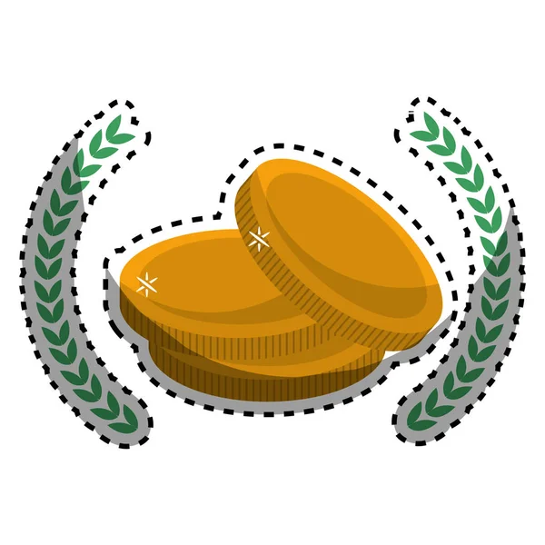 Metalen Gouden Munten Geld Met Takken Decoratie Vector Illustratie Ontwerp — Stockvector