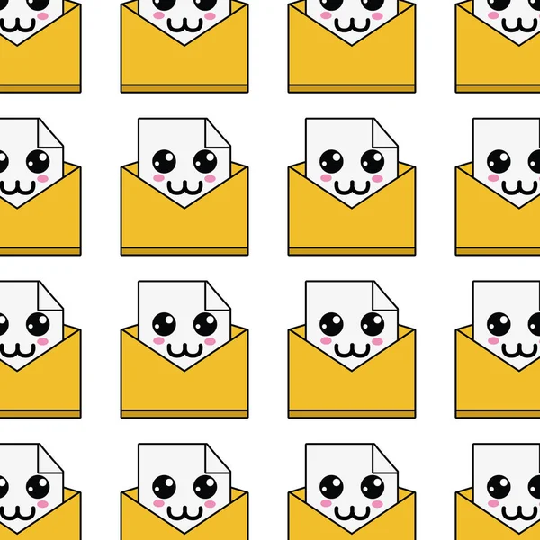 Kawaii Lindo Feliz Archivo Mensaje Fondo Vector Ilustración — Vector de stock