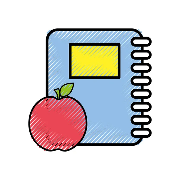 Anneaux Outil Carnet Avec Pomme Fruit Illustration Vectorielle — Image vectorielle