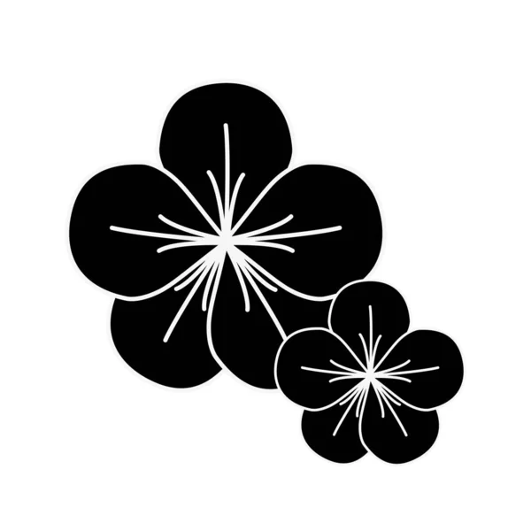 Flores Bonitas Negras Con Decoración Pétalos Diseño Ilustración Vectorial — Archivo Imágenes Vectoriales