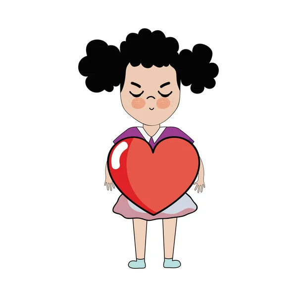 Chica Bonita Con Corazón Ropa Casual Ilustración Vectorial — Vector de stock