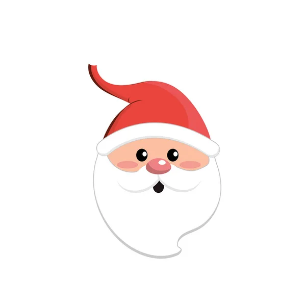 Santa Claus Cabeza Con Barba Sombrero Navidad Vector Ilustración — Vector de stock