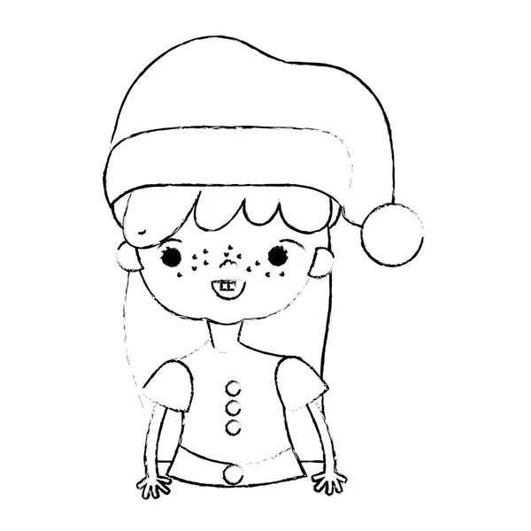 メリー クリスマス ベクトル イラストを祝う図の美しさの少女 — ストックベクタ