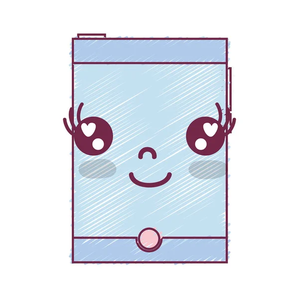 Kawaii Mignon Heureux Smartphone Technologie Illustration Vectorielle — Image vectorielle