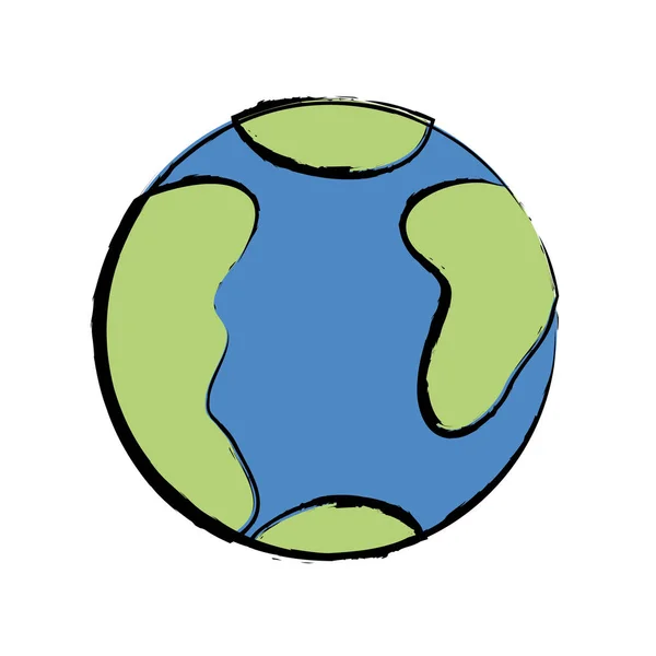 Globala Jorden Planet Med Geografi Karta Vektorillustration — Stock vektor
