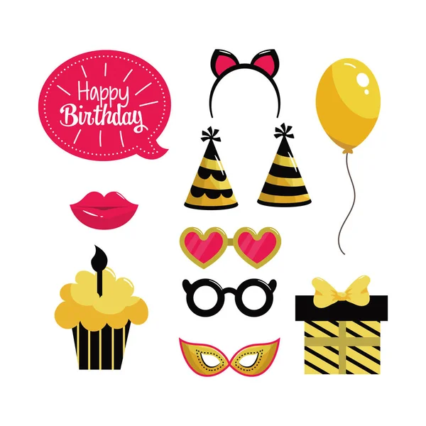 Állítsa Party Dekoráció Hogy Megünnepeljük Születésnapja Vektoros Illusztráció — Stock Vector