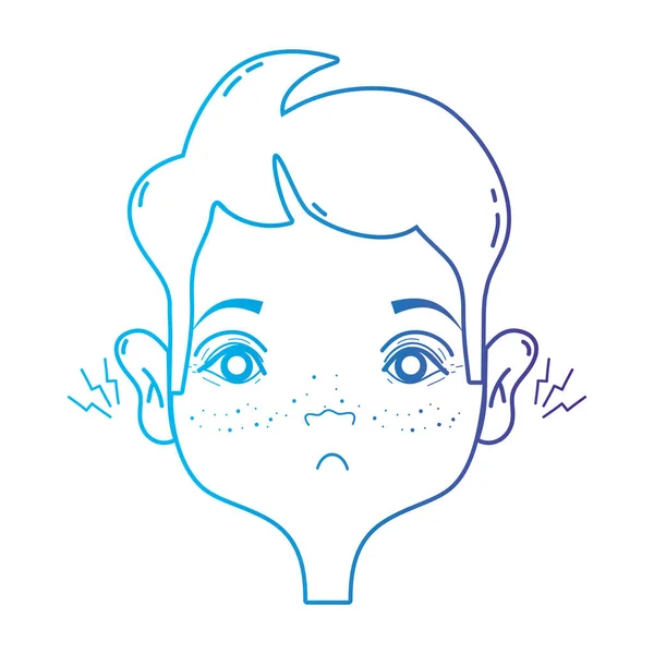 Línea Hombre Con Otitis Dolor Oído Enfermedad Infección Vector Ilustración — Archivo Imágenes Vectoriales