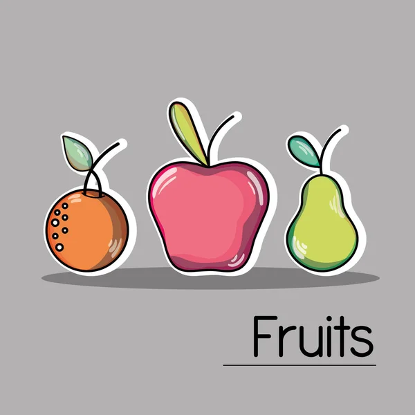 Conjunto Delicioso Fresco Frutas Tropicais Vetor Ilustração — Vetor de Stock