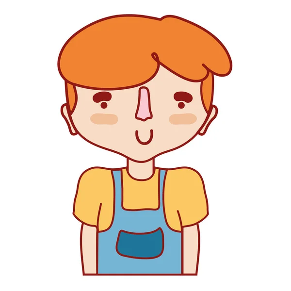 Schattige Jongen Met Kleren Kapsel Vector Illustratie — Stockvector