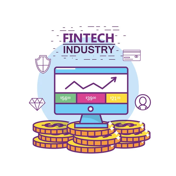 Icon Set Der Fintech Industrie Technologie Und Geld Thema Vektor — Stockvektor