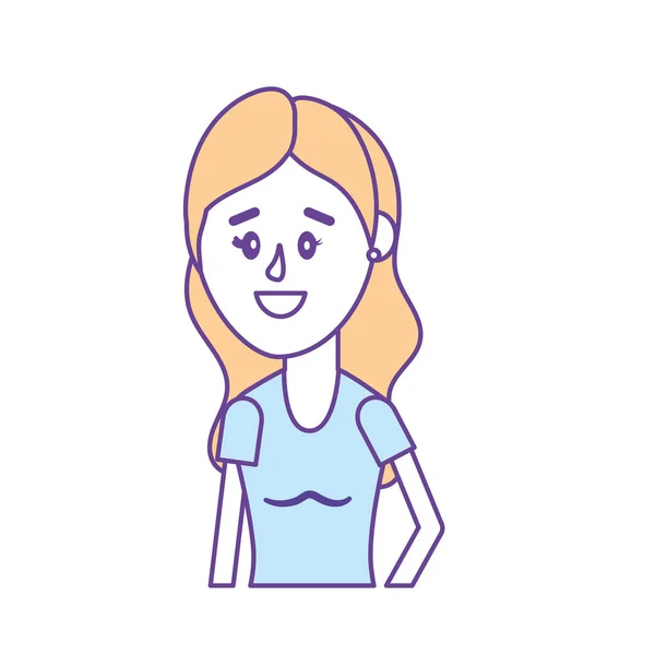 Mujer Con Peinado Ilustración Vector Diseño Blusa — Vector de stock