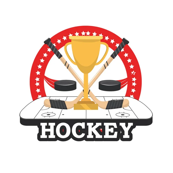 Rondelle Hockey Avec Bâtons Coupe Dans Illustration Vectorielle Patinoire — Image vectorielle