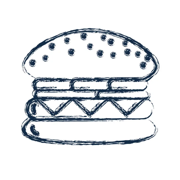 Рисунок Вкусный Свежий Гамбургер Векторная Иллюстрация Фаст Фуда — стоковый вектор