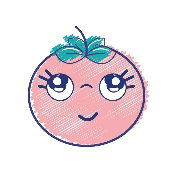 Kawaii Belle Pensée Légume Tomate Illustration Vectorielle — Image vectorielle