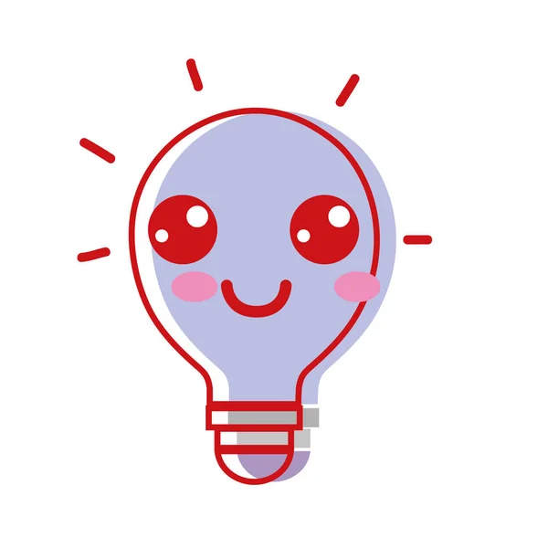 Kawaii Schattig Gelukkig Lamp Idee Vectorillustratie — Stockvector