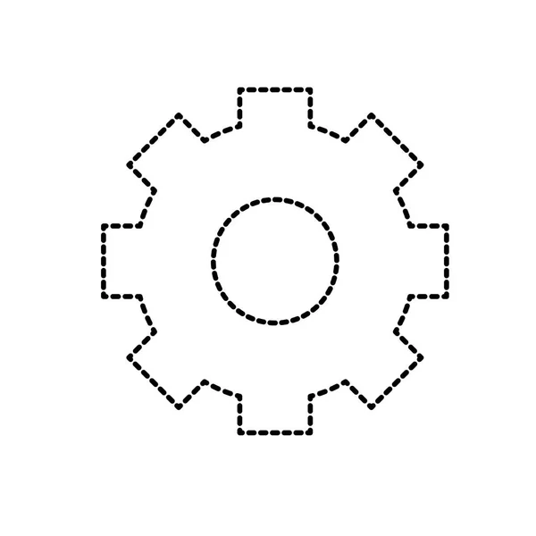 Punktierte Form Zahnrad Industrie Technologie Information Symbol Vektor Illustration — Stockvektor