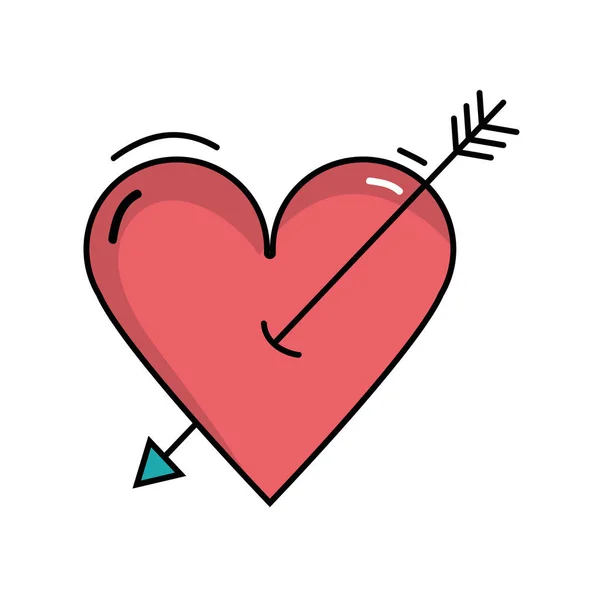 Beauty Romantic Heart Arrow Design Vector Illustration — Stock Vector