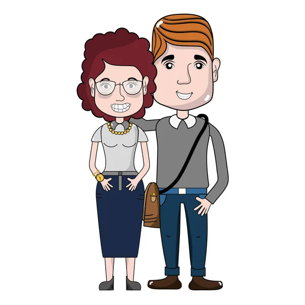 Beau Couple Avec Coiffure Vêtements Décontractés Illustration Vectorielle — Image vectorielle