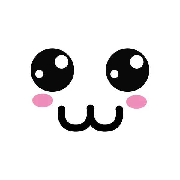 Kawaii Cute Happy Face Mouth Cheeks Vector Illustration — Stock Vector