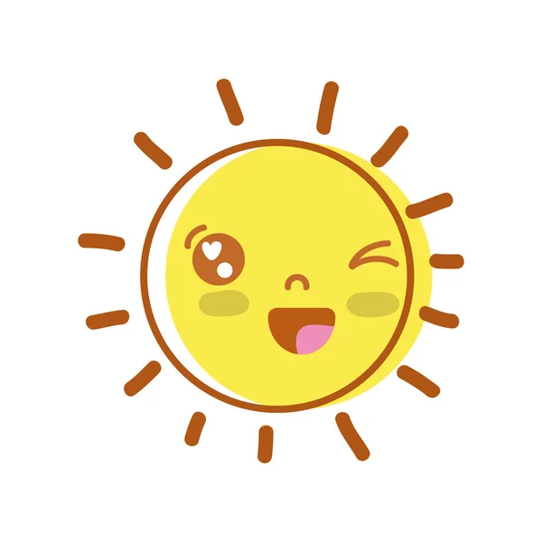 Ομορφιά Kawaii Και Χαρούμενος Ήλιος Σχεδιασμό Εικονογράφηση Διάνυσμα — Διανυσματικό Αρχείο