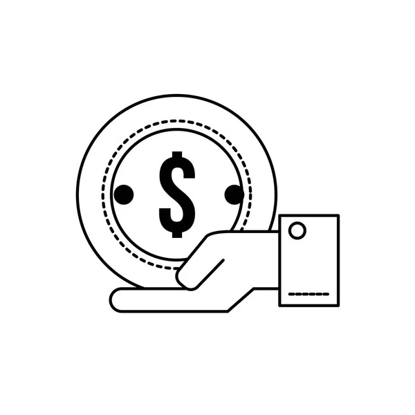 Γραμμή Επιχειρηματίας Κέρμα Μετρητά Χρήματα Στην Παλάμη Χέρι Διανυσματικά Απεικόνιση — Διανυσματικό Αρχείο