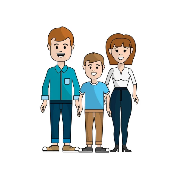 Paar Mit Ihrem Sohn Ikone Vektor Illustration Design Bild — Stockvektor