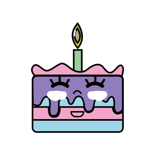 卡瓦伊可爱的快乐蛋糕甜点矢量插图 — 图库矢量图片